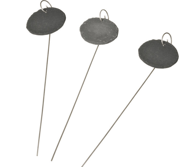 Lot de 3 étiquettes en ardoise ovale à piquer