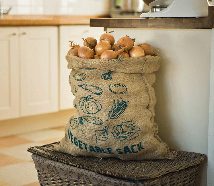 Lot de 2 sacs de stockage en toile de jute imprimée