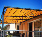 Toile d'ombrage pergola 3x2 m perméable avec œillets à poser sur une structure