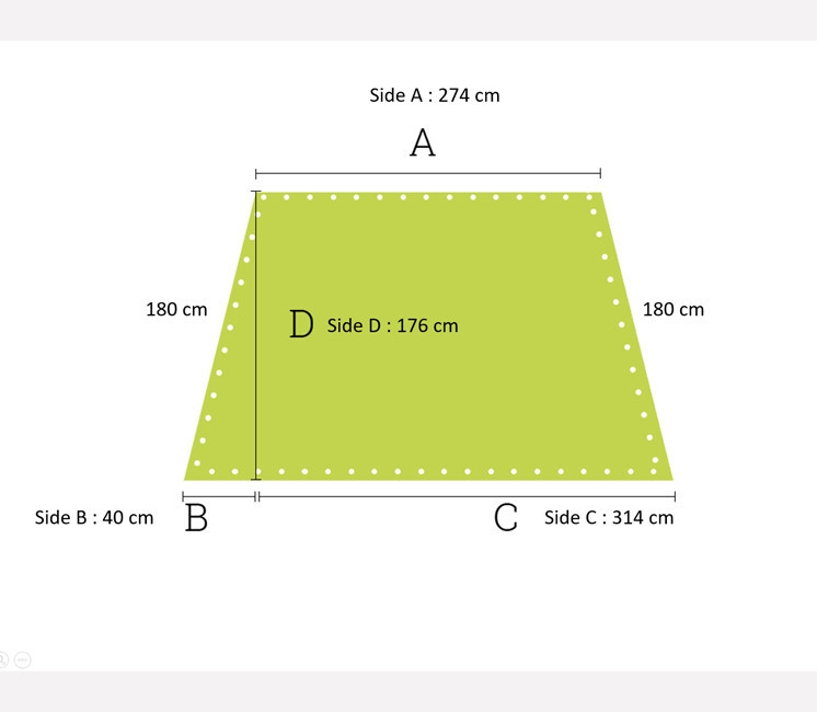 Toile imperméable Beige - Forme trapèze - 2.74 x 1.80 x 3.54 x 1.80 m