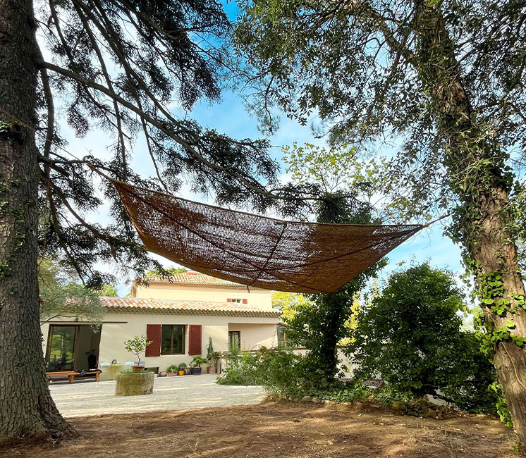 Voile d'ombrage 3 x 4 m à suspendre en fibre de coco naturelle