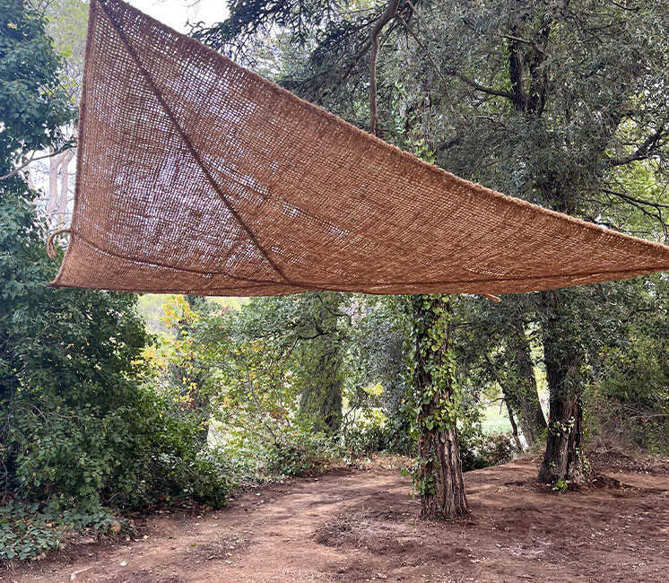 Voile d'ombrage 3 x 3 m à suspendre en fibre de coco naturelle