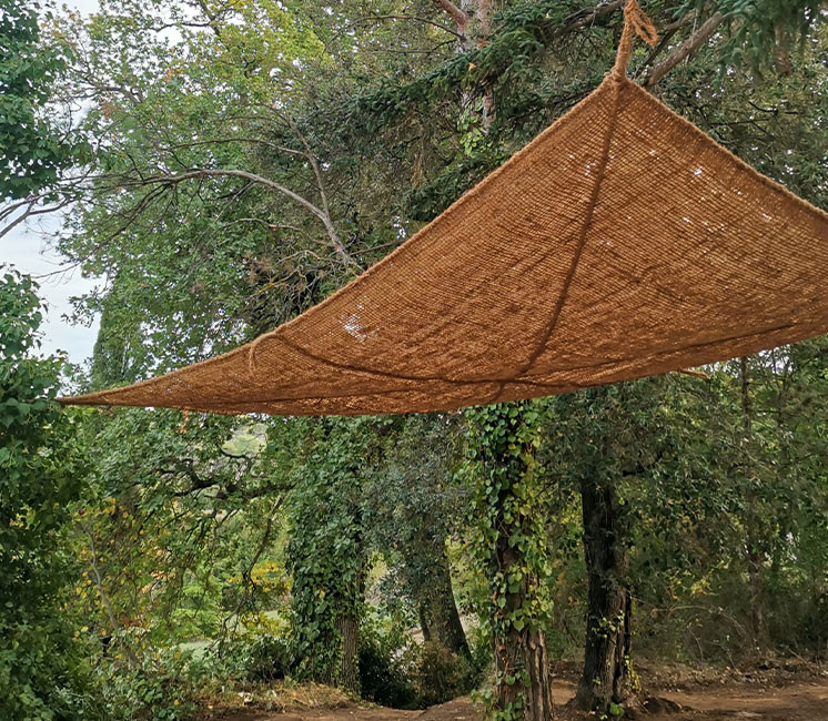 Voile d'ombrage 4 x 4 m à suspendre en fibre de coco naturelle