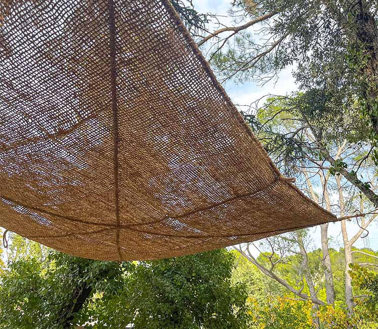 Voile d'ombrage 4 x 4 m à suspendre en fibre de coco naturelle
