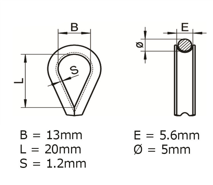Cosse-Coeur Inox 5mm