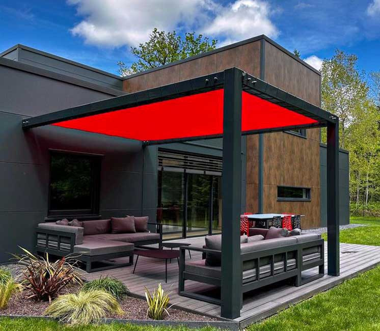 toile pergola sur mesure cerise perméable