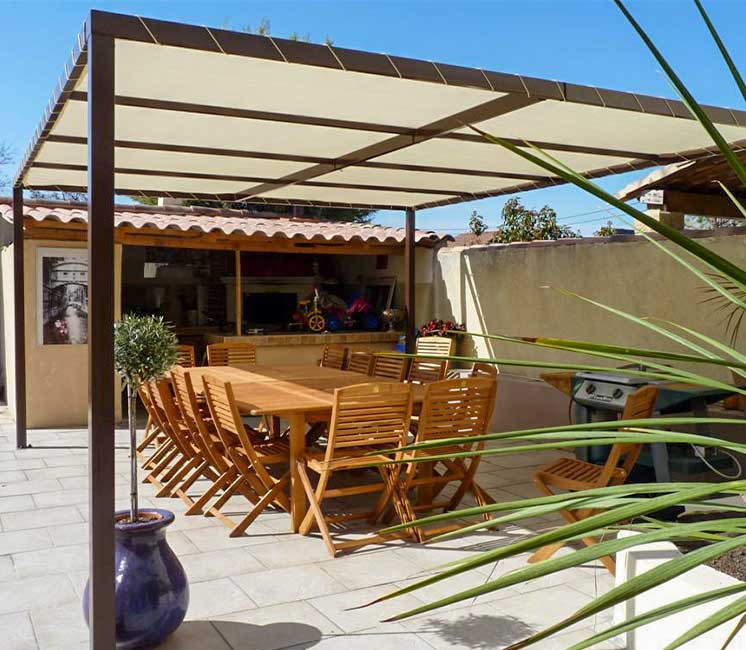 toile d'ombrage avec oeillets ivoire perméable