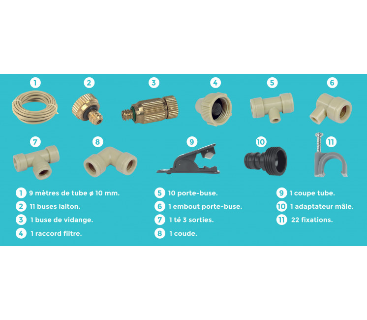 Kit Brumisateur 11 buses pour toile d'ombrage