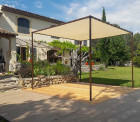 Toile d'ombrage pergola 4x3 m perméable avec œillets à poser sur une structure