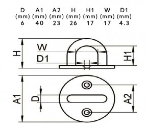 Pontet inox sur platine ronde pour voile d'ombrage