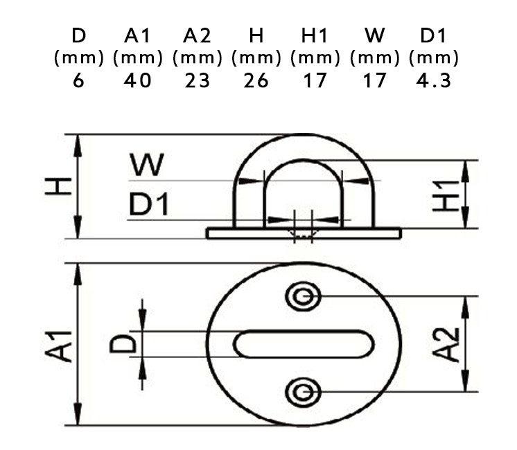 Pontet inox sur platine ronde pour voile d'ombrage