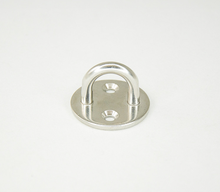 Pontet inox sur platine ronde pour voile d'ombrage