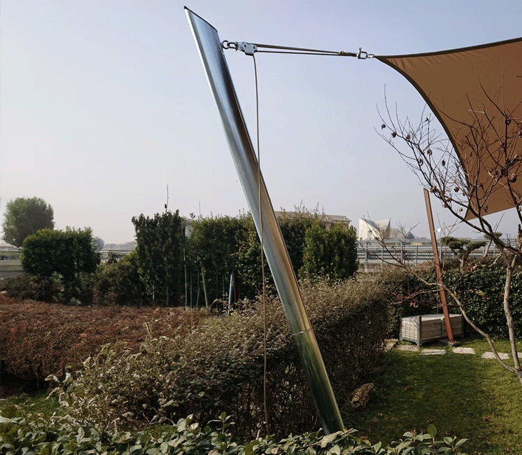 Mât pour voile d'ombrage elliptique 6 points d'accroche accessoires inclus