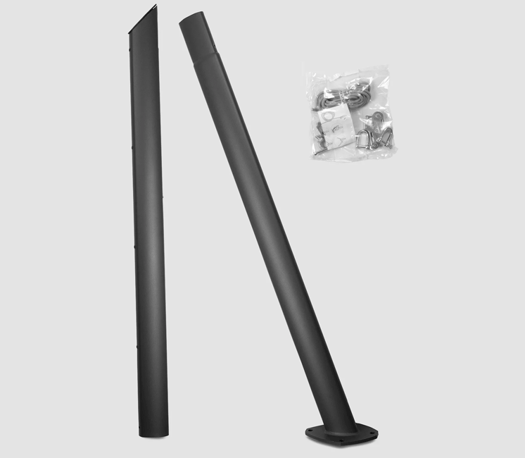 Mât pour voile d'ombrage elliptique 6 points d'accroche accessoires inclus