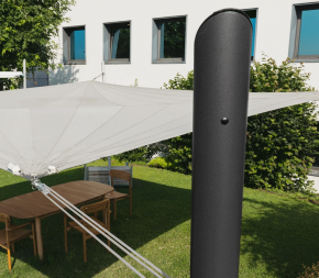 Mât de voile d'ombrage rond 5 points d'accroche accessoires inclus