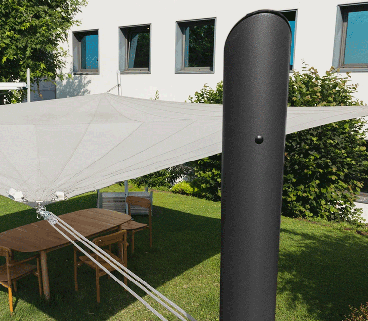 Mât de voile d'ombrage rond 5 points d'accroche accessoires inclus